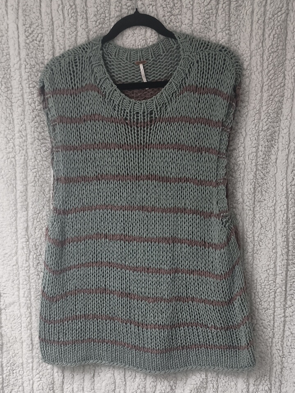 Free People Wave After Wave Shallow Seas Knit Sleeveless Sweater XL